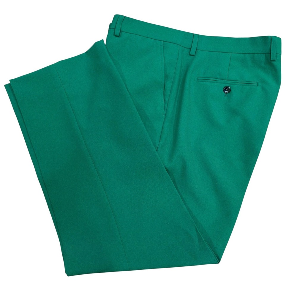 Shinesty Dress Pants Flat Front Tailored Kelly Green Mens 36/34 (tailored to28")